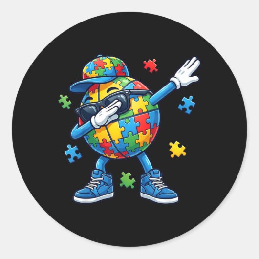 Dabbing Honkbal Au-bewustzijn Ronde Sticker (Voorkant)