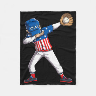 Dabbing-honkbalspeler 4 juli VS Amerikaanse vlag F Fleece Deken