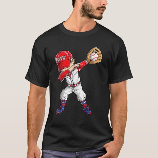 Dabbing honkbalspeler catcher werper grappige jong t-shirt (Voorkant)
