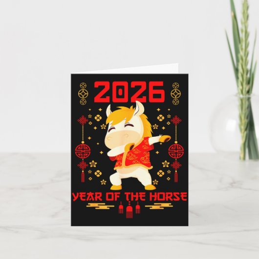 Dabbing Horse Chinese New Year Of The Horse2026  Kaart (Voorkant)