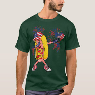 Dabbing Hot Dog 4 juli Hotdog Amerika USA T-shirt