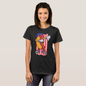 Dabbing Hot Dog Dancing Food  Flag 4th July Themed T-shirt (Voorkant volledig)