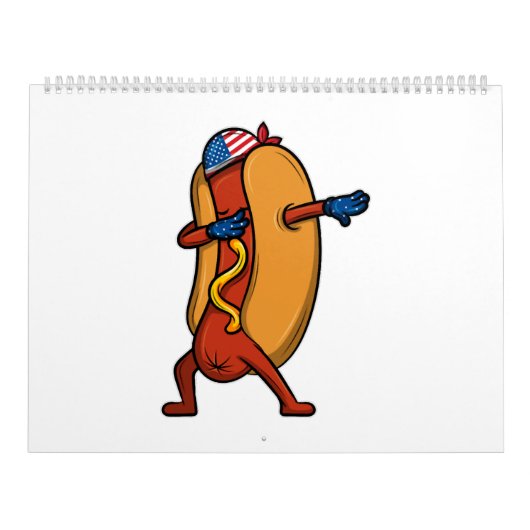 Dabbing Hot Dog Wiener 4th July Independence Day Kalender (Hoes)