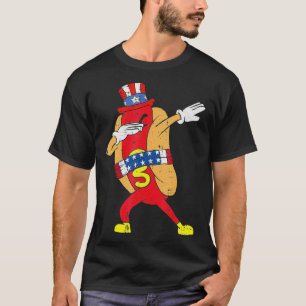Dabbing Hotdog 4 juli Grappig Patriottisch T-shirt