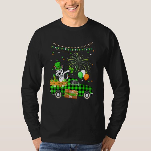 Dabbing Husky Dog Shamrock St Patrick's Day T-shirt (Voorkant)