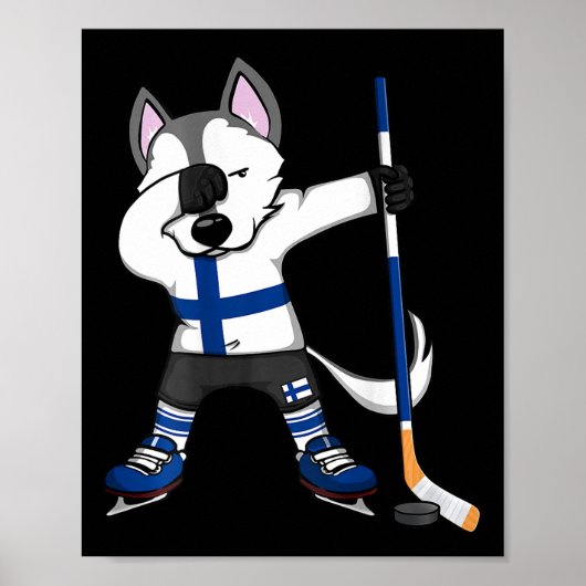 Dabbing Husky Finland Ice Hockey Lovers Jersey Win Poster (Voorkant)