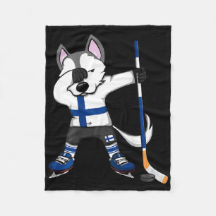 Dabbing Husky Finland IJshockeyliefhebbers Jersey Fleece Deken