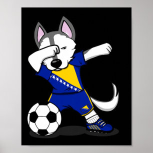Dabbing Husky Hond Bosnië en Herzegovina Voetbal F Poster