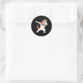 Dabbing Husky Husky Honden Pups Grappig Dansen Ronde Sticker (Tas)