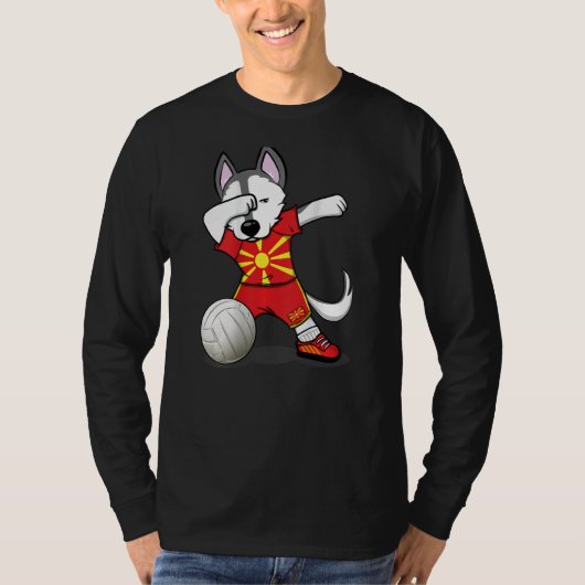Dabbing Husky Macedonia Volleyball Fans Macedoni T-shirt (Voorkant)