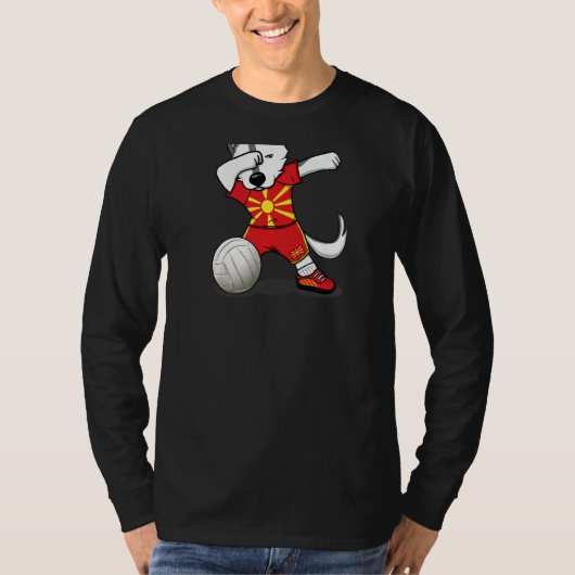 Dabbing Husky Macedonia Volleyball Fans  Macedonia T-shirt (Voorkant)