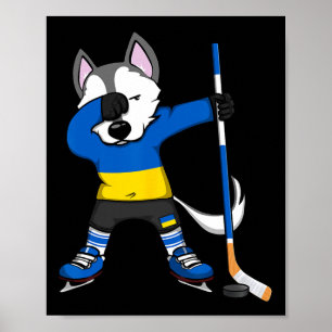Dabbing Husky Oekraine IJshockey Fans T-shirt Wint Poster