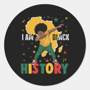 Dabbing I Am Black Geschiedenis Kinder Jongens Man Ronde Sticker
