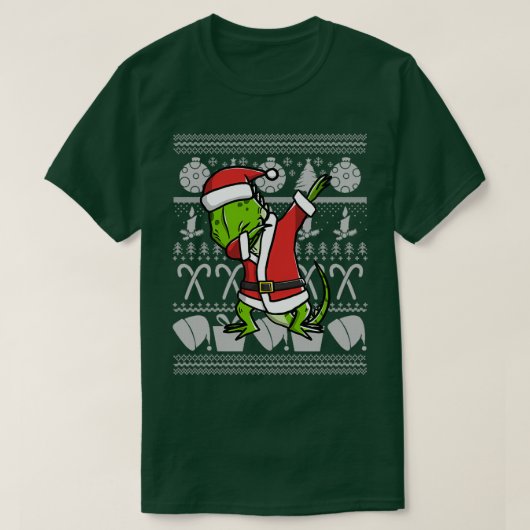 Dabbing Iguana Ugly KerstSweater Graphic T-shirt (Design voorkant)