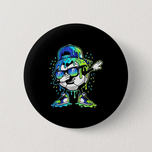 Dabbing Ijsje Sprinkels Voetbal Drip Jongens Kinde Ronde Button 5,7 Cm (Voorkant)