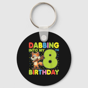 Dabbing in mijn 8e verjaardag vos acht jaar oud b sleutelhanger