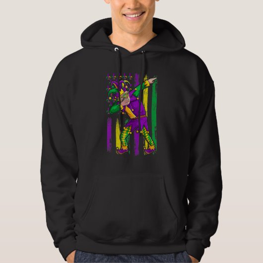 Dabbing Jester Mardi Gras Mask Flag Outfit, Men Ki Hoodie (Voorkant)