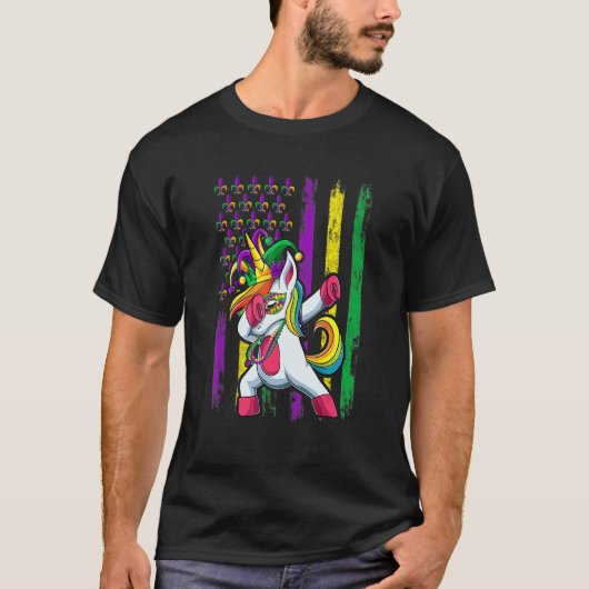 Dabbing Jester Unicorn Flag Mardi Gras Shirt, Kids T-shirt (Voorkant)