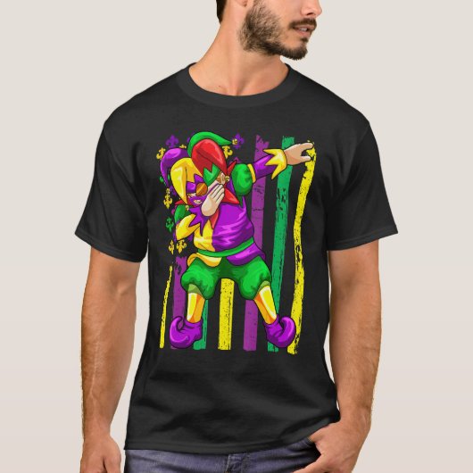 Dabbing Joker Mardi Gras Funny Carnival Dab Festiv T-shirt (Voorkant)