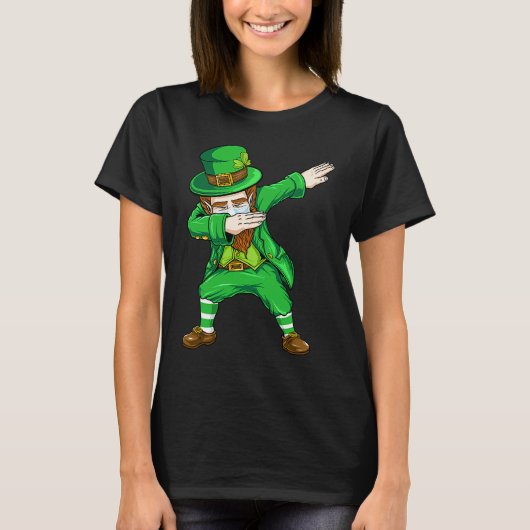 Dabbing kabouter gezichtsmasker St. Patrick's Day T-shirt (Voorkant)