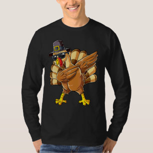 Dabbing Kalkoen Thanksgiving Dag Pelgrim Jongens M T-shirt