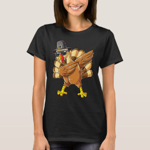 Dabbing Kalkoen Thanksgiving Day Pilgrim Jongens M T-shirt