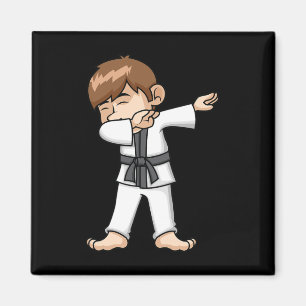 Dabbing Karate Boy Funny Martial Arts Cartoon Desi Magneet