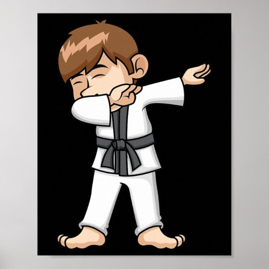Dabbing Karate Boy Funny Martial Arts Cartoon Desi Poster (Voorkant)