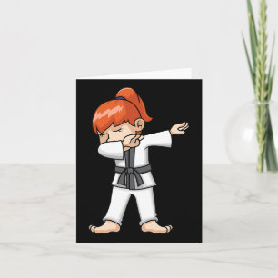 Dabbing Karate Girl Kaart