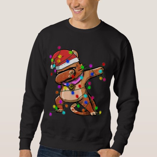 Dabbing Kat Kerstverlichting Grappige Xmas Trui (Voorkant)