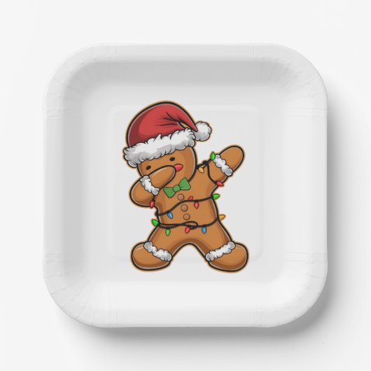 Dabbing Kerstboom Licht Kerstmis Papieren Bordje (Voorkant)