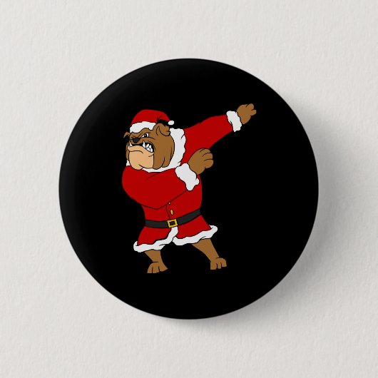 Dabbing Kerstbulldog Funny Cute Kersthond Ronde Button 5,7 Cm (Voorkant)
