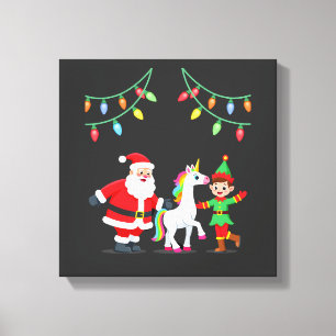 Dabbing Kerstman Elf Eenhoorn Kerst Kinderen Jonge Canvas Afdruk