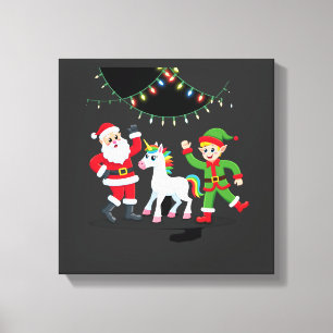 Dabbing Kerstman Elf Eenhoorn Kerst Kinderen Jonge Canvas Afdruk