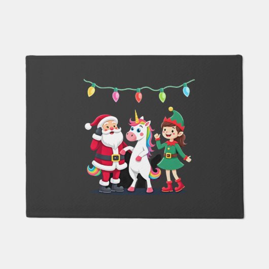 Dabbing Kerstman Elf Eenhoorn Kerst Kinderen Jonge Deurmat (Voorkant)