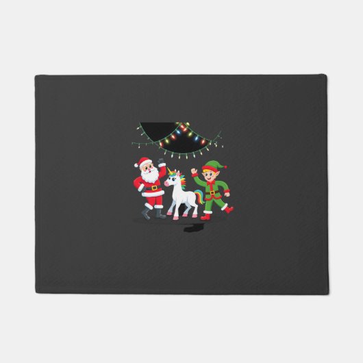Dabbing Kerstman Elf Eenhoorn Kerst Kinderen Jonge Deurmat (Voorkant)