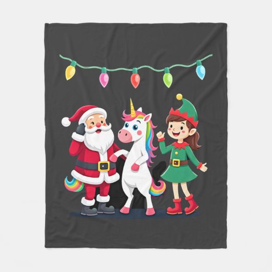 Dabbing Kerstman Elf Eenhoorn Kerst Kinderen Jonge Fleece Deken (Voorkant)