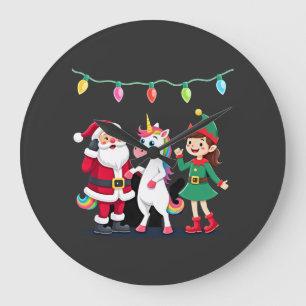 Dabbing Kerstman Elf Eenhoorn Kerst Kinderen Jonge Grote Klok