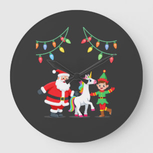 Dabbing Kerstman Elf Eenhoorn Kerst Kinderen Jonge Grote Klok