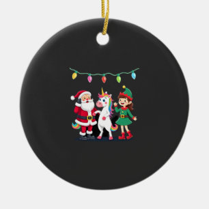 Dabbing Kerstman Elf Eenhoorn Kerst Kinderen Jonge Keramisch Ornament
