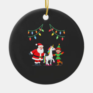 Dabbing Kerstman Elf Eenhoorn Kerst Kinderen Jonge Keramisch Ornament