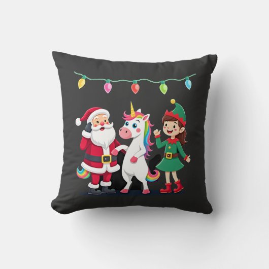 Dabbing Kerstman Elf Eenhoorn Kerst Kinderen Jonge Kussen (Voorkant)