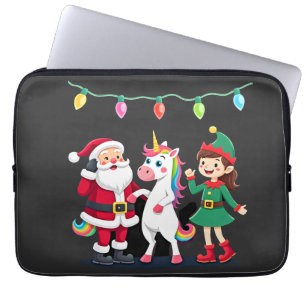 Dabbing Kerstman Elf Eenhoorn Kerst Kinderen Jonge Laptop Sleeve