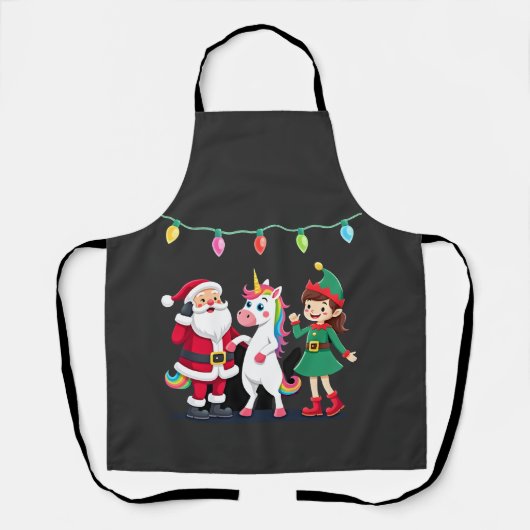 Dabbing Kerstman Elf Eenhoorn Kerst Kinderen Jonge Schort (Voorkant)