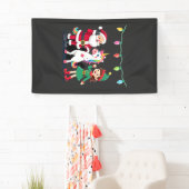 Dabbing Kerstman Elf Eenhoorn Kerst Kinderen Jonge Spandoek (Insitu)