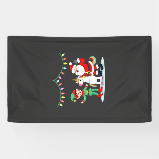 Dabbing Kerstman Elf Eenhoorn Kerst Kinderen Jonge Spandoek (Horizontaal)