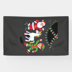 Dabbing Kerstman Elf Eenhoorn Kerst Kinderen Jonge Spandoek