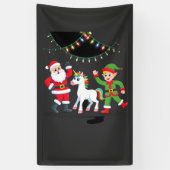 Dabbing Kerstman Elf Eenhoorn Kerst Kinderen Jonge Spandoek (Verticaal)