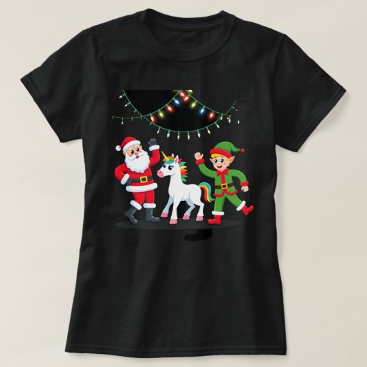 Dabbing Kerstman Elf Eenhoorn Kerst Kinderen Jonge T-shirt (Design voorkant)