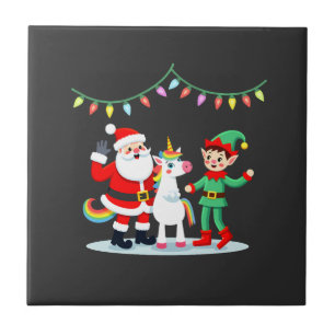 Dabbing Kerstman Elf Eenhoorn Kerst Kinderen Jonge Tegeltje